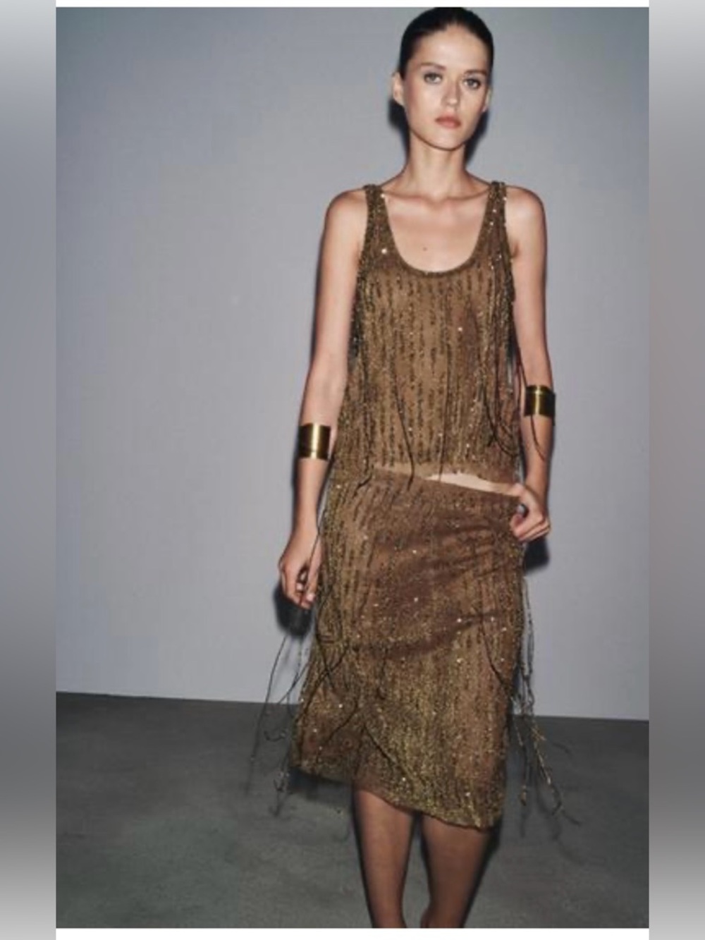 New with tags! Beautiful Zara MetallicBeaded Fringe Tank Top